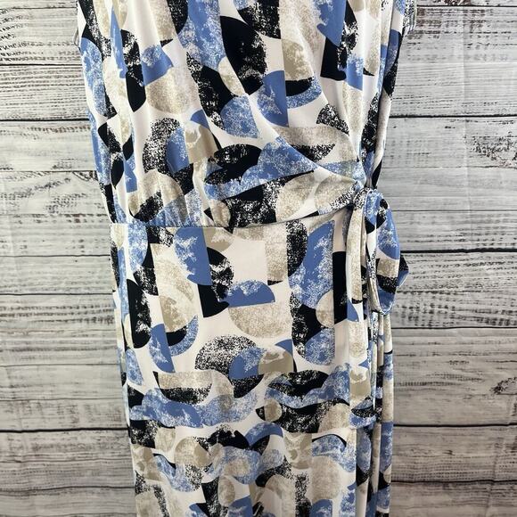 Christopher & Banks Dress size Large Black Blue Slinky Stretch Straight Knee - Picture 5 of 11